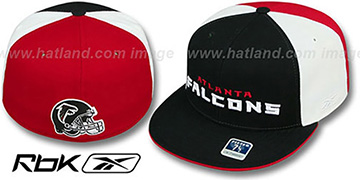 Falcons BACK-HELMET PINWHEEL Black-White-Red Fitted Hat by Reebok
