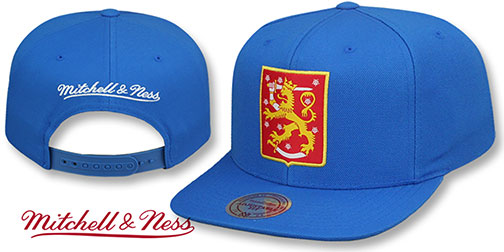 Finland WORLD CUP HOCKEY SNAPBACK Blue Hat by Mitchell and Ness
