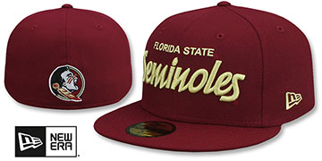 Florida State NCAA TEAM-SCRIPT Burgundy Fitted Hat by New Era