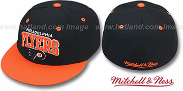 Flyers NHL 2T TEAM-ARCH Black-Orange Fitted Hat by Mitchell and Ness