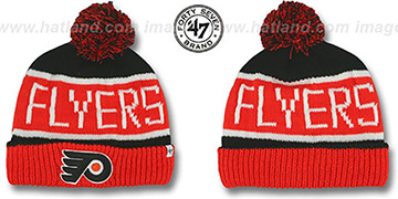 Flyers THE-CALGARY Orange-Black Knit Beanie Hat by Twins 47 Brand