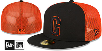 Giants 2023 2T BATTING PRACTICE TRUCKER Black-Orange Fitted Hat by New Era