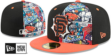 Giants COMIC HERO Black-Orange Fitted Hat by New Era