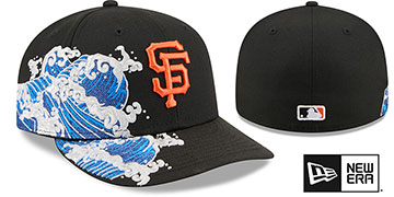 Giants PRE-CURVED SURF THE WAVE Black Fitted Hat by New Era