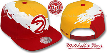Hawks PAINTBRUSH SNAPBACK Gold-White-Red Hat by Mitchell and Ness