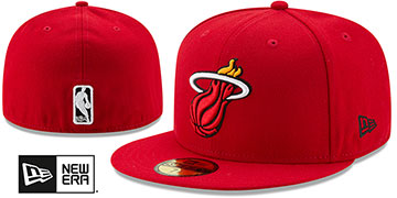 Heat NBA TEAM-BASIC Red Fitted Hat by New Era