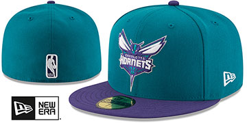 Hornets 2T NBA TEAM-BASIC Teal-Purple Fitted Hat by New Era