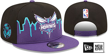 Hornets SKYLINE TIP OFF SNAPBACK Black-Purple Hat by New Era