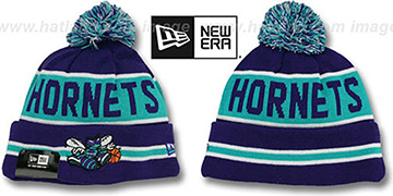 Hornets THE-COACH Purple Knit Beanie Hat by New Era