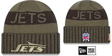 Jets 2025 SALUTE-TO-SERVICE Olive Knit Beanie Hat by New Era