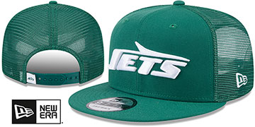 Jets THROWBACK TEAM-BASIC TRUCKER SNAPBACK Green Hat by New Era