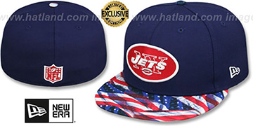 Jets USA WAVING-FLAG Navy Fitted Hat by New Era