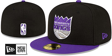 Kings 2T NBA TEAM-BASIC Black-Purple Fitted Hat by New Era