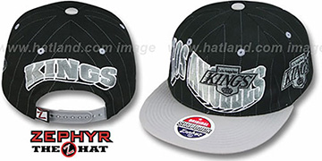 Kings '2T PINSTRIPE FLASHBACK SNAPBACK' Black-Grey Hat by Zephyr