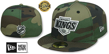 Kings 'TEAM-BASIC' Army Camo-White Fitted Hat by New Era