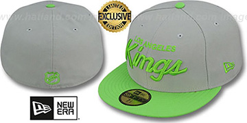 Kings TEAM-SCRIPT Light Grey-Lime Fitted Hat by New Era