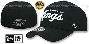 Kings VINTAGE SCRIPT SHOOTOUT Black Fitted Hat by Zephyr