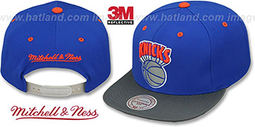 Knicks '3M XL-LOGO SNAPBACK' Royal-Grey Hat by Mitchell and Ness