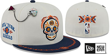 Knicks DAY OF THE DEAD Stone-Navy Fitted Hat by New Era