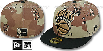 Knicks MIGHTY-XL Desert Storm Camo Fitted Hat by New Era