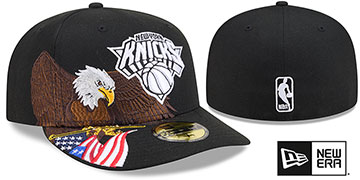 Knicks PRE-CURVED AMERICAN EAGLE Black Fitted Hat by New Era