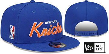Knicks SCRIPT-UP SNAPBACK Royal Hat by New Era