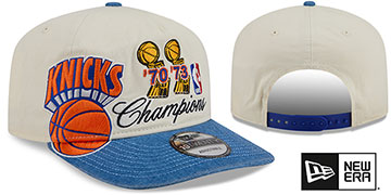 Knicks TROPHY CHAMPS SNAPBACK Ivory-Royal Hat by New Era