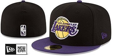 Lakers 2T ALTERNATE NBA TEAM-BASIC Black-Purple Fitted Hat by New Era