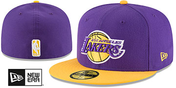 Lakers 2T NBA TEAM-BASIC Purple-Gold Fitted Hat by New Era