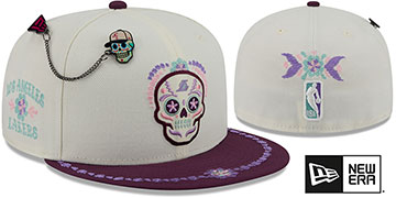 Lakers DAY OF THE DEAD Stone-Wine Fitted Hat by New Era