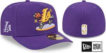 Lakers NBA CARTOON  A-FRAME Purple Fitted Hat by New Era