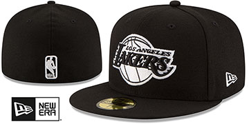 Lakers NBA TEAM-BASIC Black-White Fitted Hat by New Era