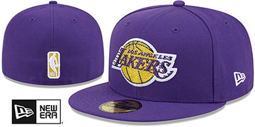 Lakers RHINESTONE LOGO Purple Fitted Hat by New Era