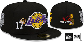 Lakers RINGS-N-CHAMPIONS Black Fitted Hat by New Era