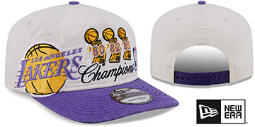 Lakers TROPHY CHAMPS SNAPBACK Ivory-Purple Hat by New Era