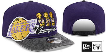 Lakers TROPHY CHAMPS SNAPBACK Purple-Black Hat by New Era