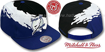 Lightning PAINTBRUSH SNAPBACK Black-White-Royal Hat by Mitchell and Ness