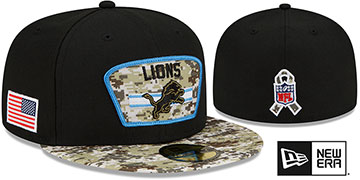 Lions 2021 SALUTE-TO-SERVICE Black-Desert Fitted Hat by New Era