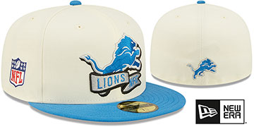 Lions 2022 NFL SIDELINE Cream-Blue Fitted Hat by New Era