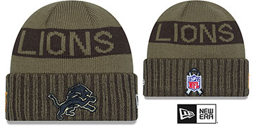 Lions 2025 SALUTE-TO-SERVICE Olive Knit Beanie Hat by New Era