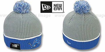 Lions NFL FIRESIDE Grey-Blue Knit Beanie Hat by New Era