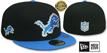 Lions NFL PIXELATED Black-Blue Fitted Hat by New Era
