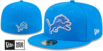 Lions RHINESTONE LOGO Blue Fitted Hat by New Era