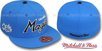 Magic CLASSIC-SCRIPT Blue Fitted Hat by Mitchell and Ness