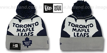 Maple Leafs LOGO WHIZ Navy-Grey Knit Beanie Hat by New Era