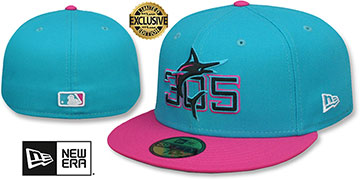 Marlins 'ALTERNATE CITY CONNECT' Teal-Beetroot Fitted Hat by New Era