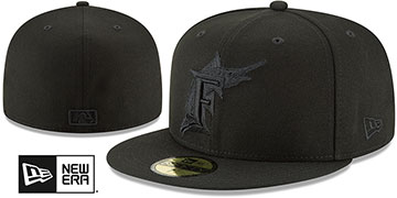 Marlins COOPERSTOWN BLACKOUT Fitted Hat by New Era