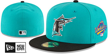 Marlins WORLD SERIES SIDE PATCH Teal-Black Fitted Hat by New Era