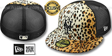 Mets LEOPARD ANIMAL-FUR MESH-BACK Fitted Hat by New Era