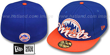 Mets SCRIPT-PUNCH Royal-Orange Fitted Hat by New Era